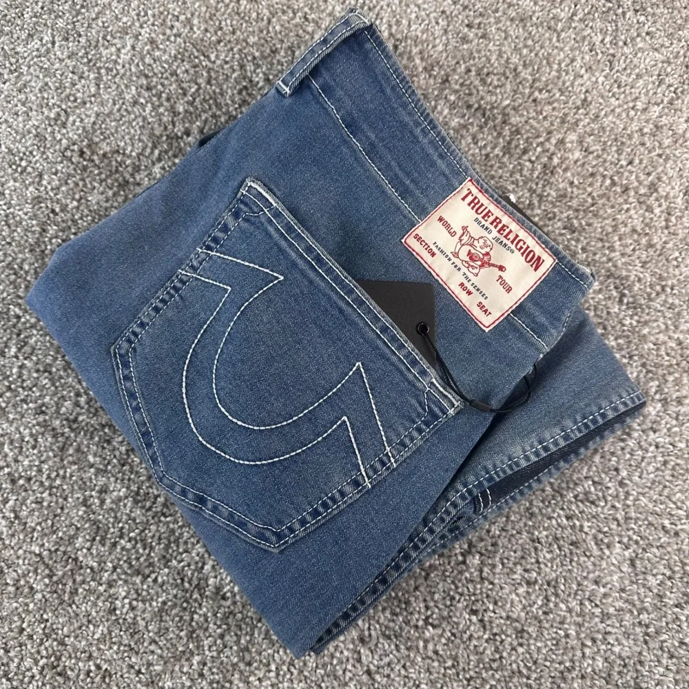 True Religion Carpenter Jeans Mens 30 Blue Reverse Denim Wintergreen Wash NEW